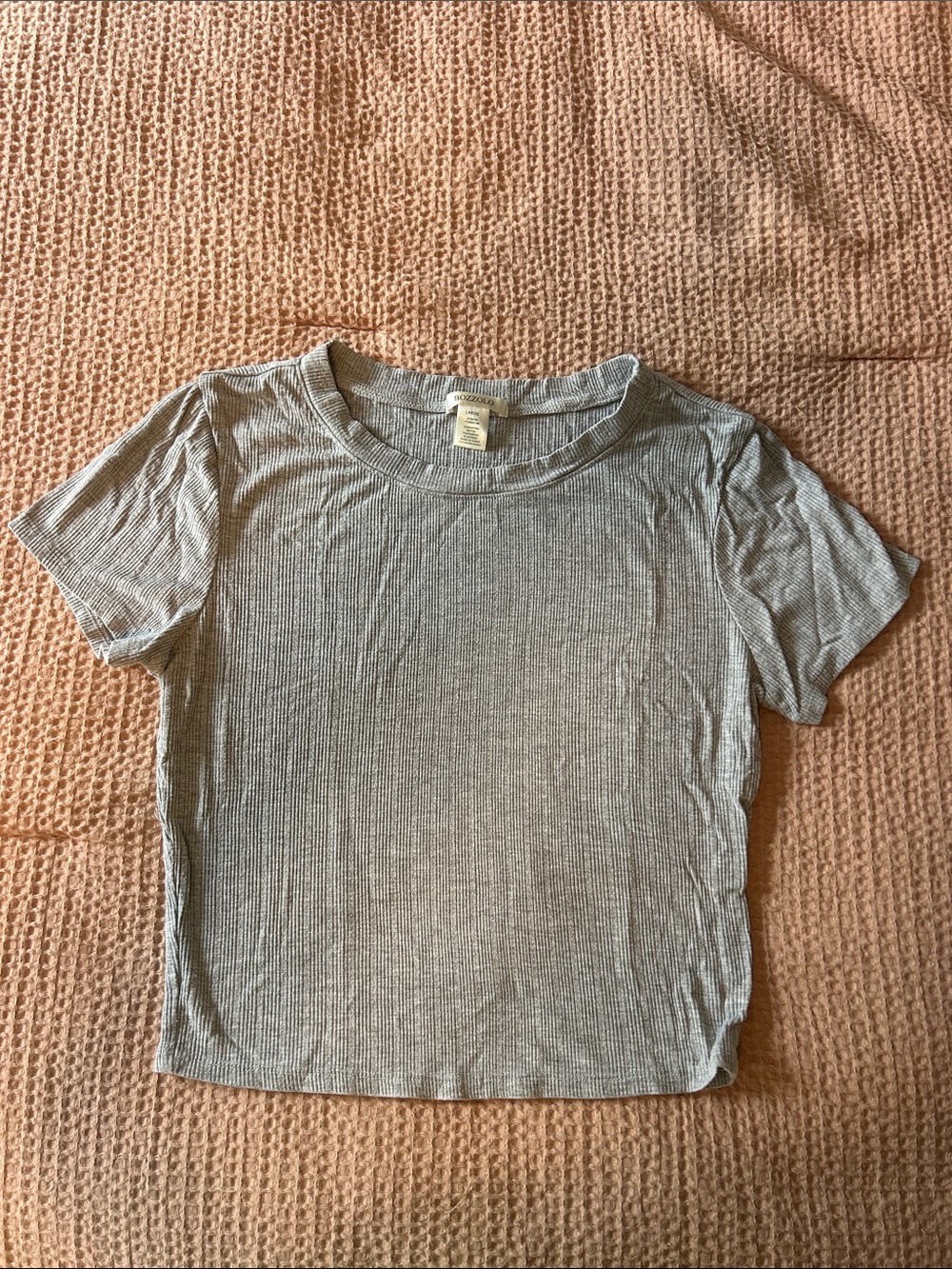 Bozzolo Light Gray Ribbed Tee